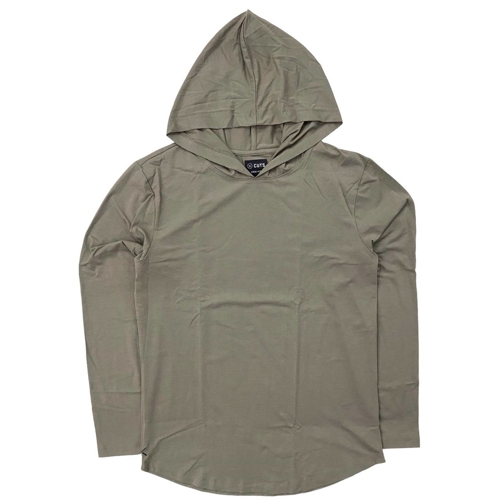 Cuts Clothing Men's Hoodie Curve Hem PYCA Pro Long Sleeve Shirt - Coyote